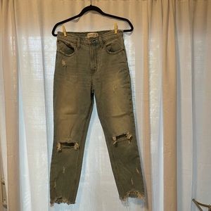 Abercrombie high rise mom jeans, destroyed denim